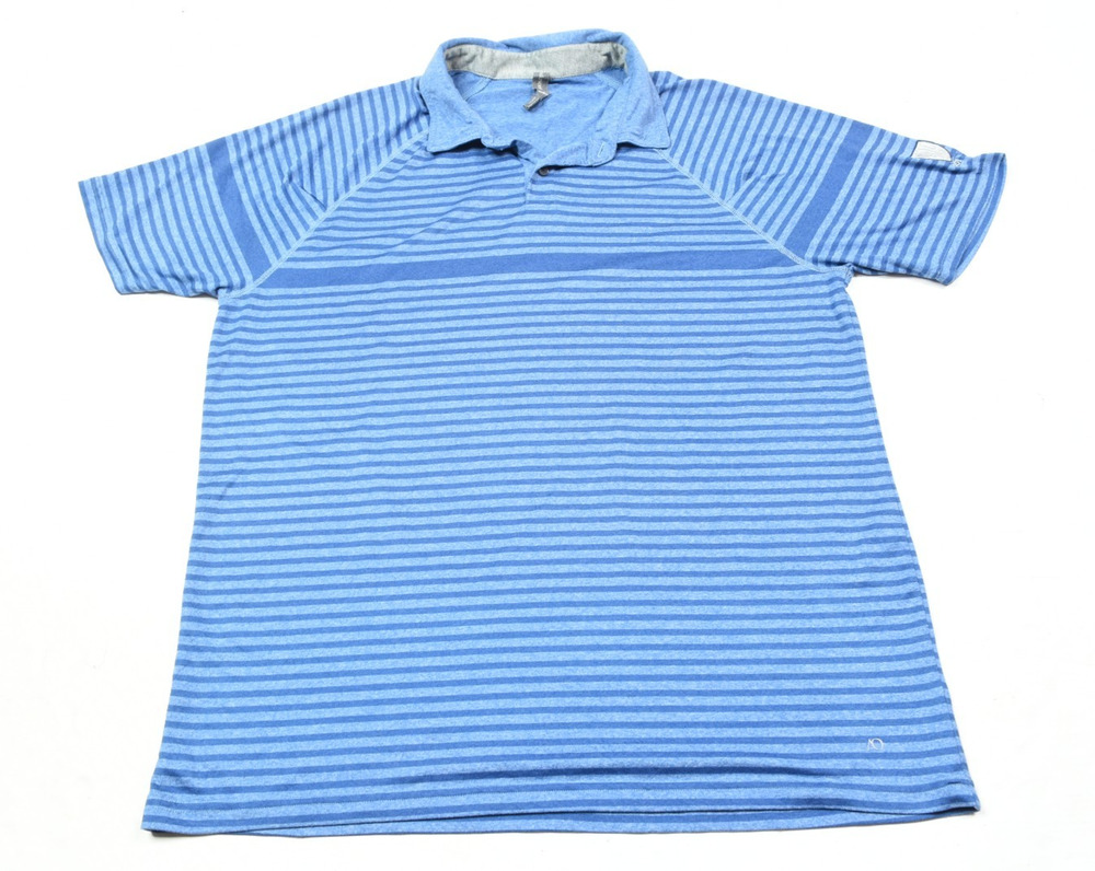 Anderson Ord Polo Shirt Mens Medium Blue Striped Short Sleeve Stretch Regular